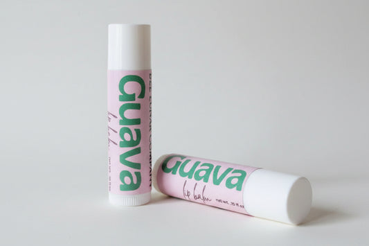 Guava lip balm chap stick tubes.